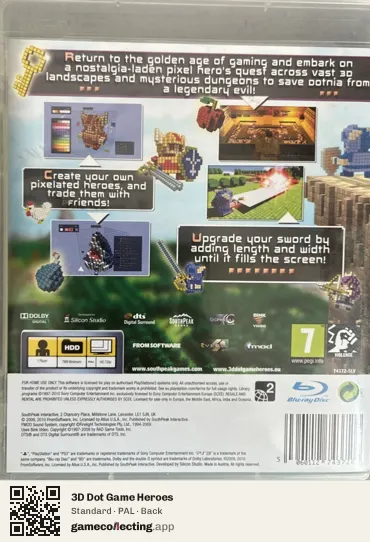 3D Dot Game Heroes PlayStation 3, PAL box back