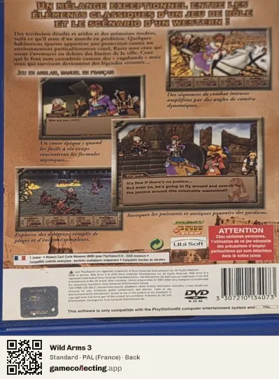 Wild Arms 3 PlayStation 2, France box back
