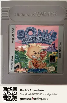 Bonk's Adventure Game Boy, NTSC cartridge label
