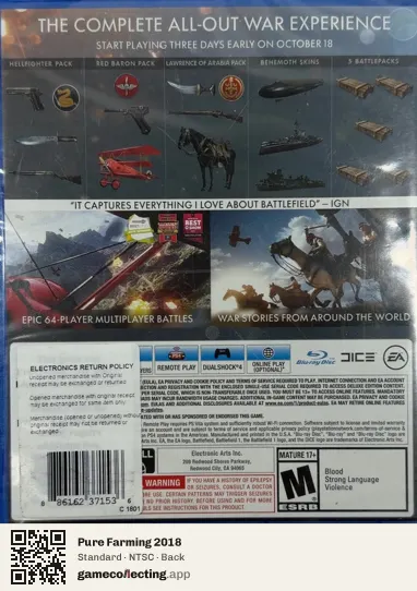 Pure Farming 2018 PlayStation 4, NTSC box back