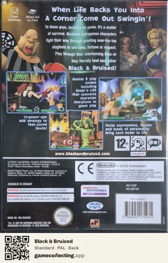 Black & Bruised Nintendo GameCube, PAL box back
