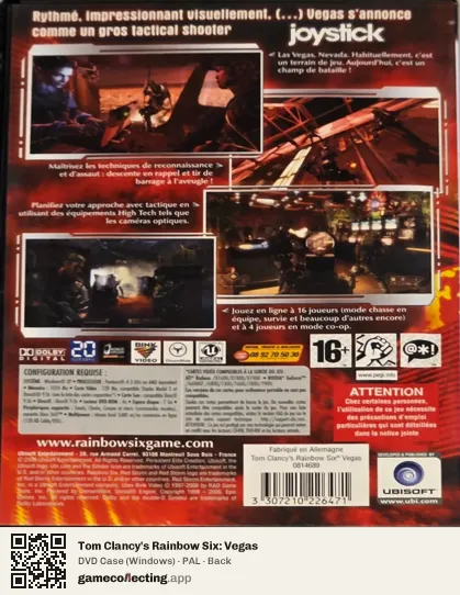 Tom Clancy's Rainbow Six: Vegas Computer, PAL box back