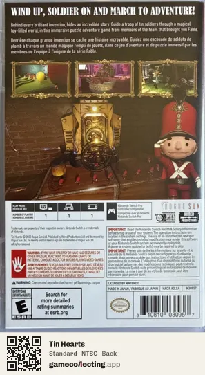 Tin Hearts Nintendo Switch, NTSC box back