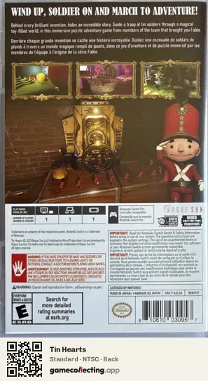 Tin Hearts Nintendo Switch, NTSC box back
