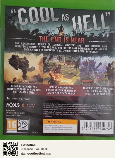 Extinction Xbox One, PAL box back