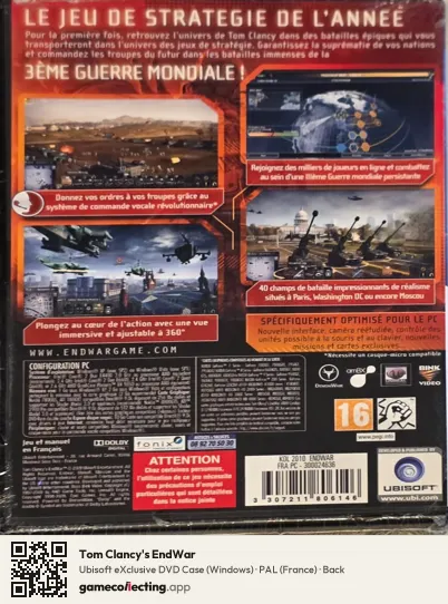 Tom Clancy's EndWar Computer, France box back