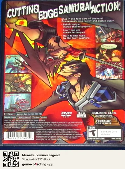 Musashi: Samurai Legend PlayStation 2, NTSC box back