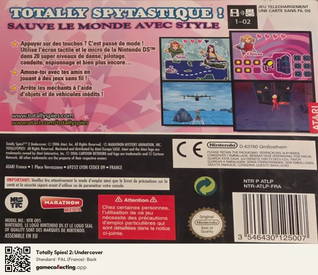 Totally Spies! 2: Undercover Nintendo DS, France box back