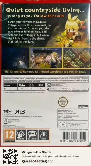 Village in the Shade Nintendo Switch 2, United Kingdom box back