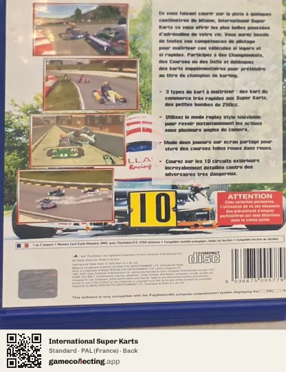 International Super Karts PlayStation 2, France box back