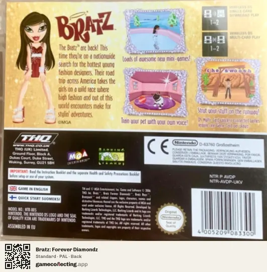Bratz: Forever Diamondz Nintendo DS, PAL box back