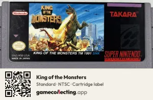 King of the Monsters Super Nintendo Entertainment System, NTSC cartridge label