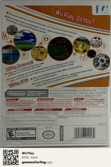 Wii Play Nintendo Wii, NTSC box back