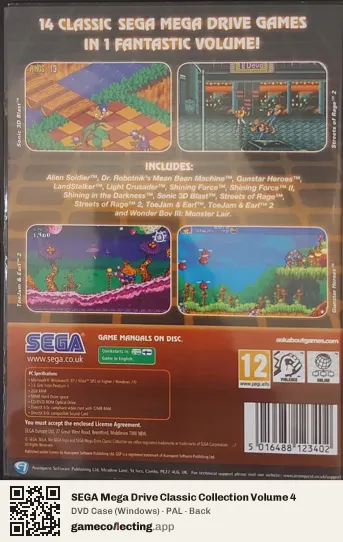 SEGA Mega Drive Classic Collection Volume 4 Computer, PAL box back