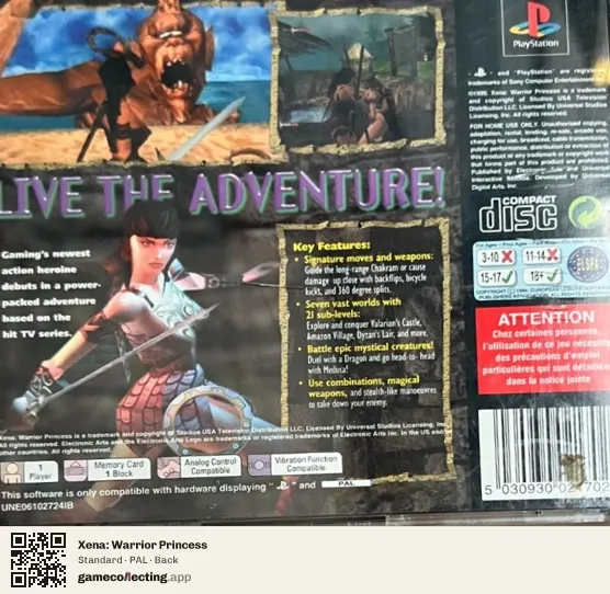 Xena: Warrior Princess PlayStation, PAL box back