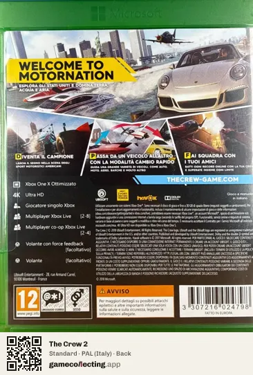 The Crew 2 Xbox One, Italy box back