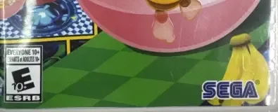 Super Monkey Ball Banana Mania, the ESRB box on its front