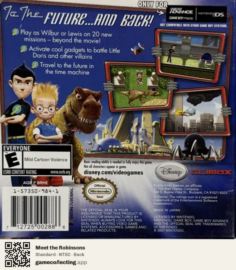 Meet the Robinsons Game Boy Advance, NTSC box back