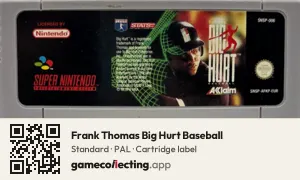 Frank Thomas Big Hurt Baseball Super Nintendo Entertainment System, PAL cartridge label