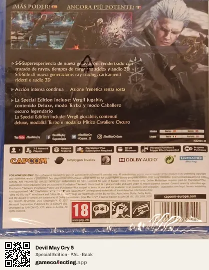 Devil May Cry 5 PlayStation 5, PAL box back