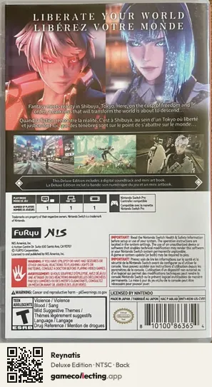 Reynatis Nintendo Switch, NTSC box back