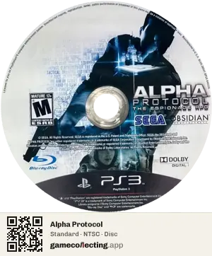 Alpha Protocol PlayStation 3, NTSC disc