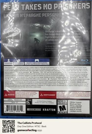 The Callisto Protocol PlayStation 4, NTSC box back