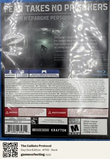 The Callisto Protocol PlayStation 4, NTSC box back
