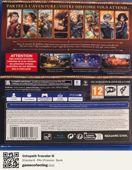 Octopath Traveler II PlayStation 4, France box back