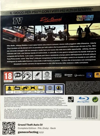 Grand Theft Auto IV PlayStation 3, Italy box back