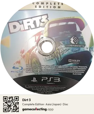 Dirt 3 PlayStation 3, Asia disc