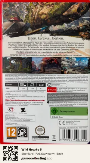 Wild Hearts S Nintendo Switch 2, Germany box back