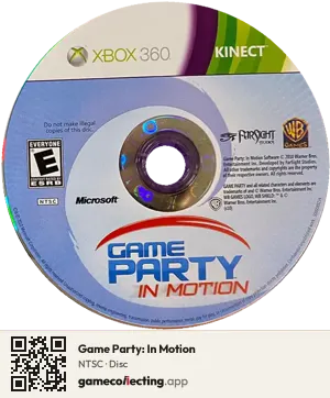 Game Party: In Motion Xbox 360, NTSC disc