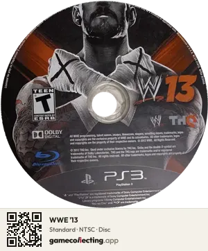 WWE '13 PlayStation 3, NTSC disc