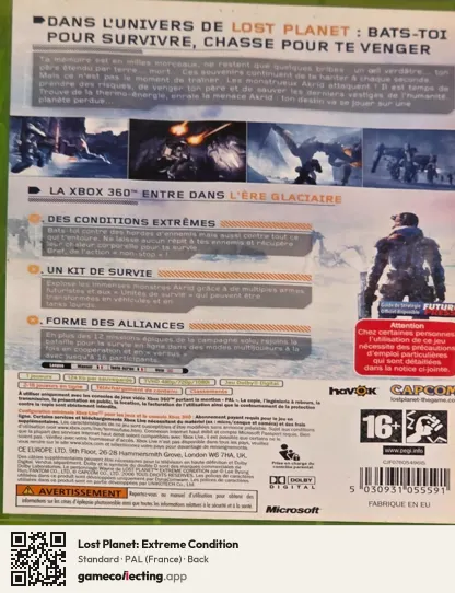 Lost Planet: Extreme Condition Xbox 360, France box back