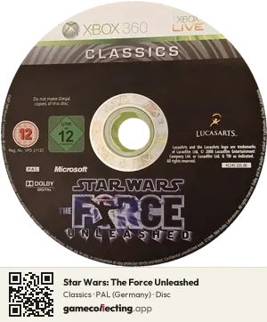 Star Wars: The Force Unleashed Xbox 360, PAL disc