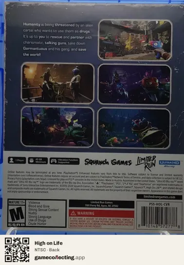 High on Life PlayStation 5, NTSC box back