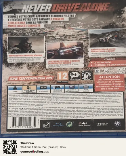 The Crew PlayStation 4, France box back