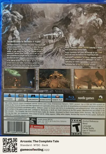 Arcania: The Complete Tale PlayStation 4, NTSC box back