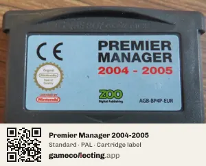 Premier Manager 2004-2005 Game Boy Advance, PAL cartridge label