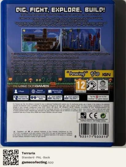 Terraria PlayStation Vita, PAL box back