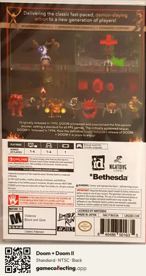 Doom + Doom II Nintendo Switch, NTSC box back