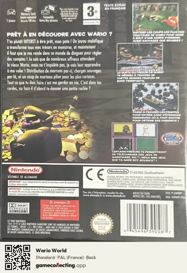 Wario World Nintendo GameCube, France box back