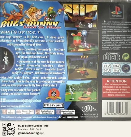 Bugs Bunny Lost in Time PlayStation, PAL box back