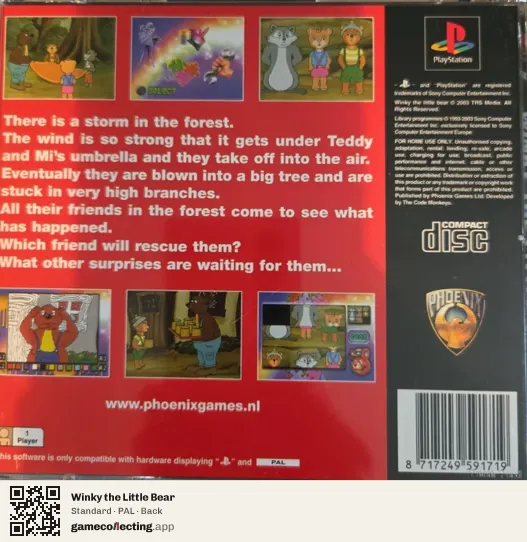 Winky the Little Bear PlayStation, PAL box back