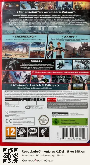 Xenoblade Chronicles X: Definitive Edition Nintendo Switch 2, Germany box back