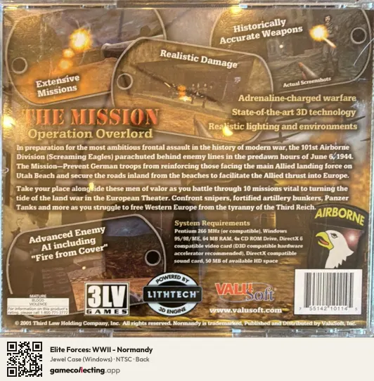 Elite Forces: WWII - Normandy Computer, NTSC box back