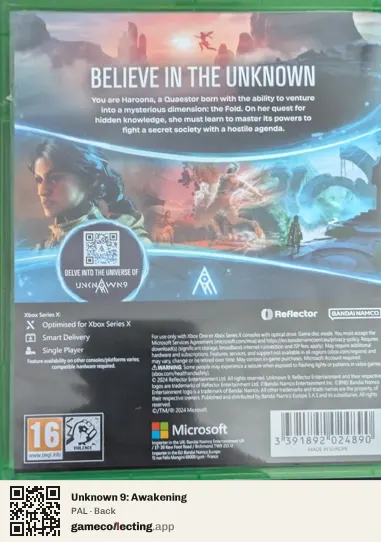 Unknown 9: Awakening Xbox Series X, PAL box back