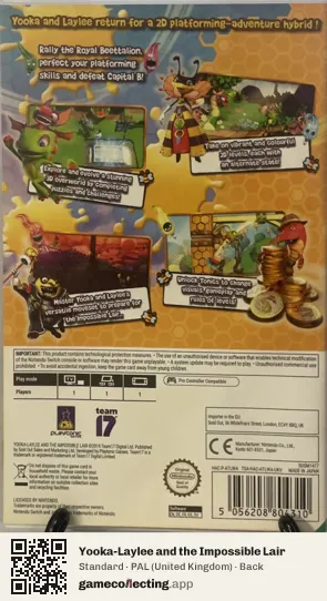 Yooka-Laylee and the Impossible Lair Nintendo Switch, United Kingdom box back