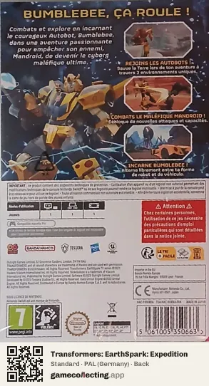Transformers: EarthSpark: Expedition Nintendo Switch, Germany box back